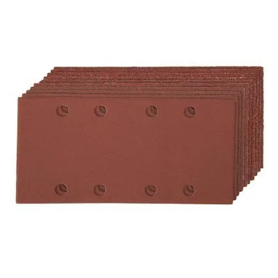 Lot de 10 feuilles abrasives 1/3 auto-agrippantes perforées - Grains assortis 2 x 60mm, 3 x 80mm, 3 x 120mm, 2 x 240mm - Réf. 892499