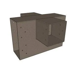 Vue en perspective du connecteur SUNDIY gris taupe RAL 7006 - 240mm en forme de + avec 4 directions