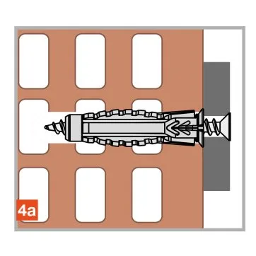 Cheville dans les briques alvéolaires