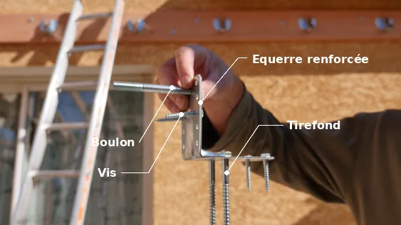 Méthode de fixation des équerres sur les chevrons et sur les pannes