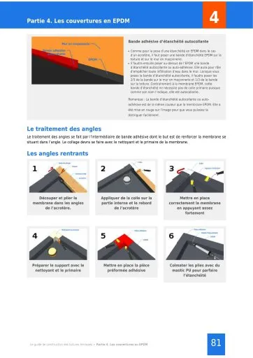 Extrait de la rubrique pose d’une membrane EPDM dans le cas d’une structure adossée
