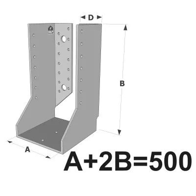 Grands sabots à ailes intérieures, gamme GSI CLASSIQUE (épaisseurs 4mm, profondeur 110mm) - Réf. GSI500/4X-AL