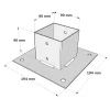 Dimensions du connecteur SUNDIY blanc RAL 9010 - 90 mm, support de poteau