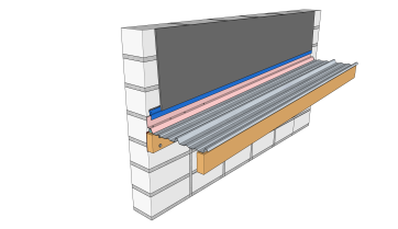 Technique de raccordement d’une toiture sur un mur creux